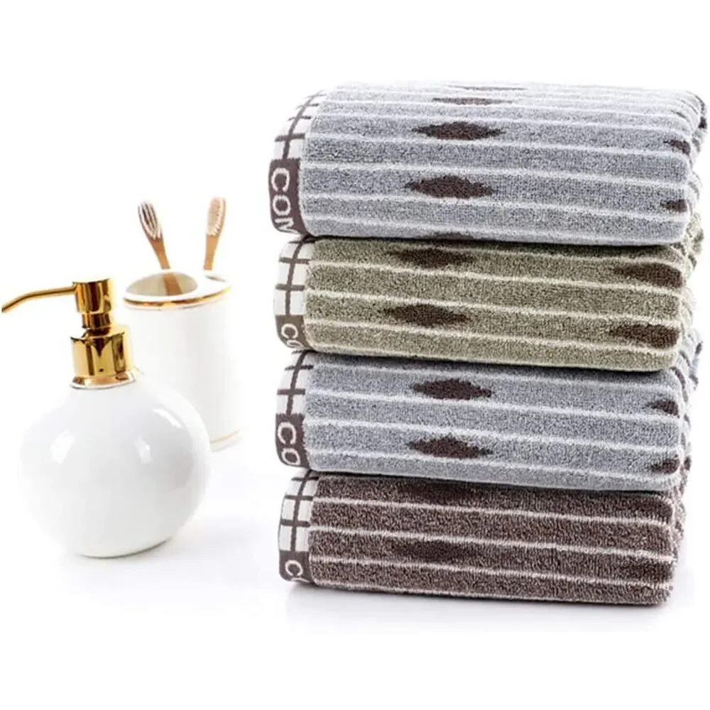 Hand Towels Set Of 2 100% Cotton Striped Pattern Absorbent Soft Decorative Towel